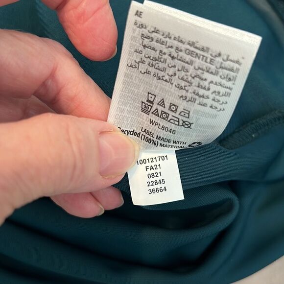 INC NWT szL Dark teal sleeveless gathered keyhole lined front top - Picture 7 of 10